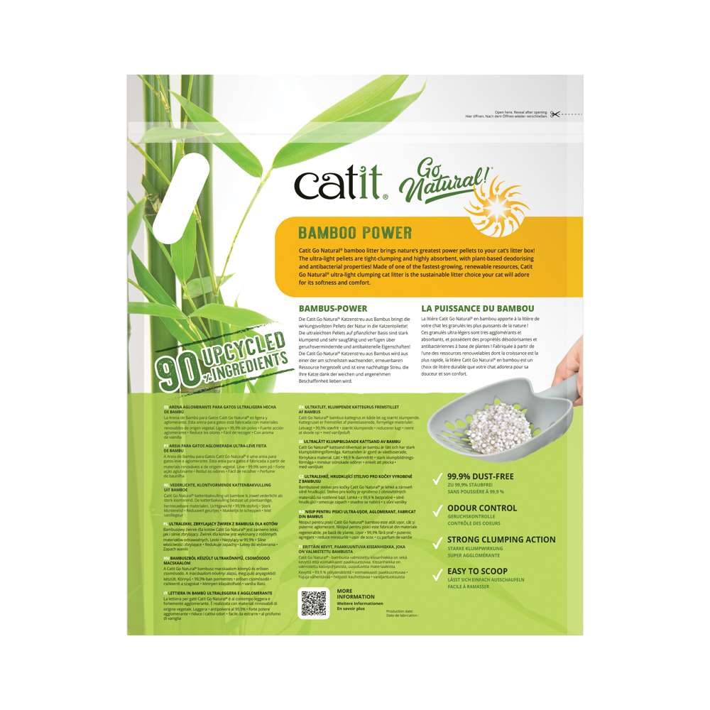 Arena Aglomerante Ultraligera para Gatos de Bambú Go Natural