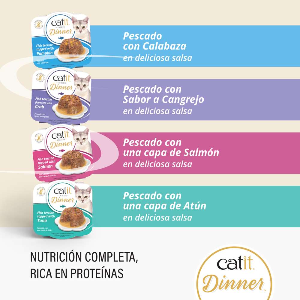 Tarrina de doble capa para gatos Catit Cuisine Dinner - Pack variado de 12