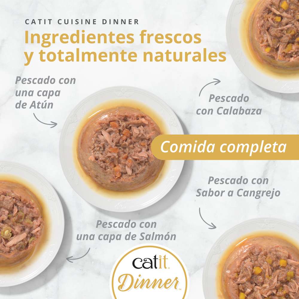 Tarrina de doble capa para gatos Catit Cuisine Dinner - Pack variado de 12