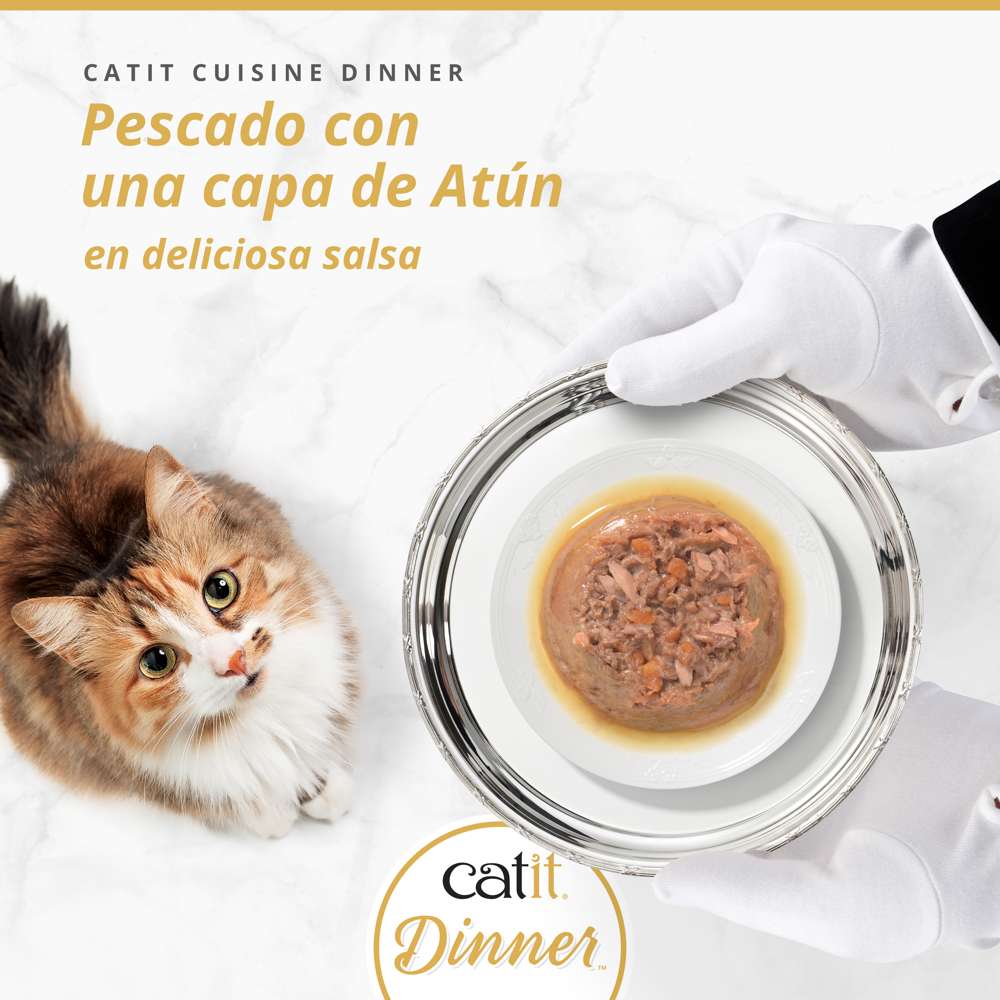 Tarrina de pescado de doble capa para gatos Catit Cuisine Dinner