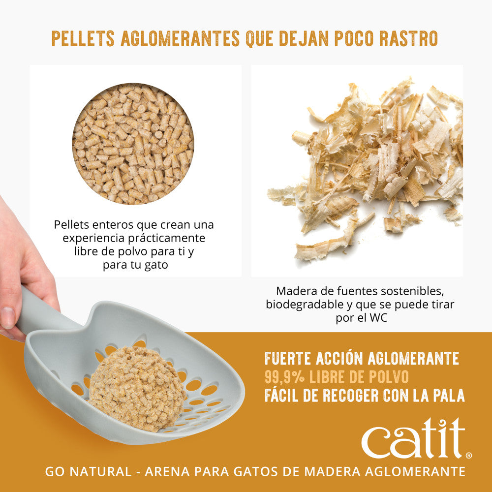 Arena para Gatos Aglomerante de Madera Go Natural en Pellets