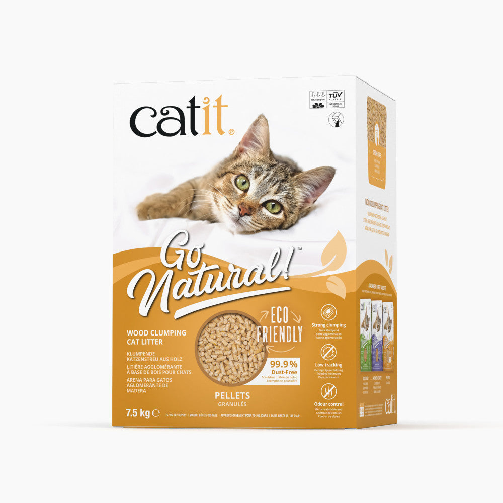 Arena para Gatos Aglomerante de Madera Go Natural en Pellets