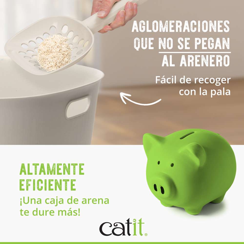 La arena para gatos Catit Go Natural aglomerante es fácil de recoger y altamente eficiente