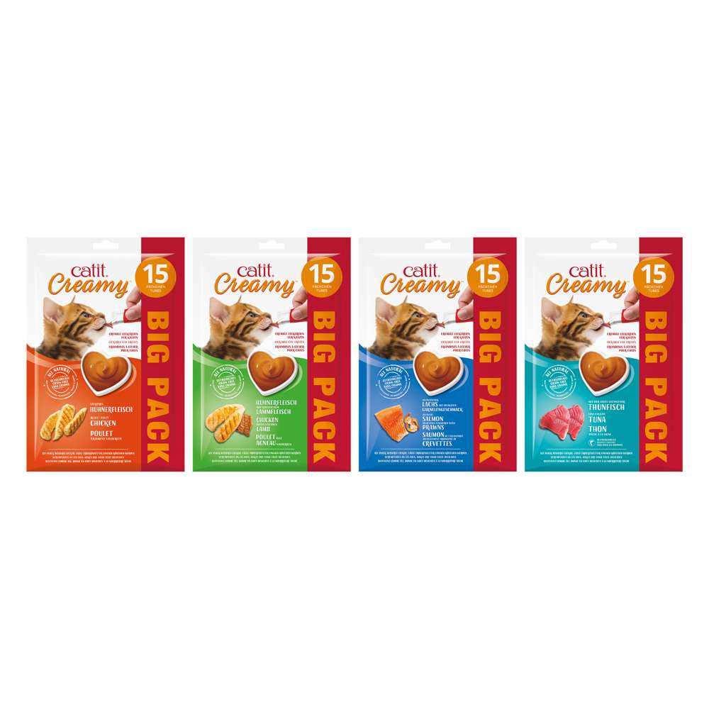 Snacks para gatos Catit Creamy – 15 Tubos
