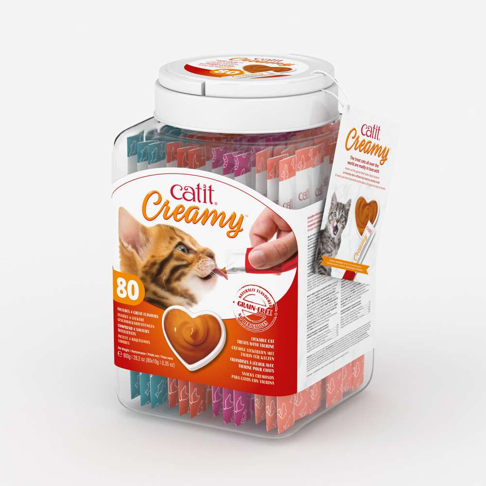 Snacks para gatos Catit Creamy – Bote de 80 Tubos