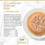 Lista de ingredientes completa y composición nutricional de la comida húmeda Catit Cuisine Dinner de Pollo con Pato.