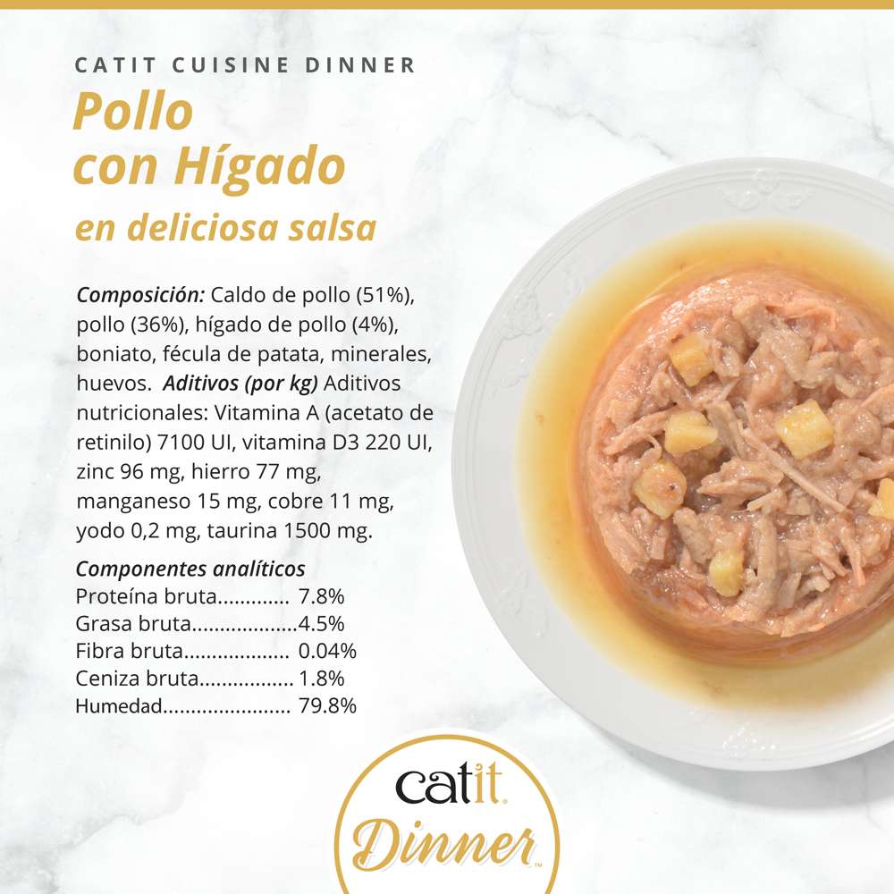 Tarrina de pollo de doble capa para gatos Catit Cuisine Dinner