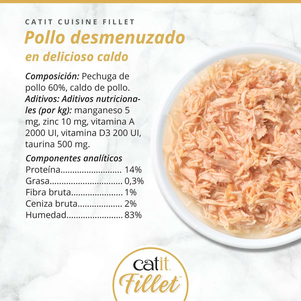 Pollo desmenuzado para gatos Catit Cuisine Fillet