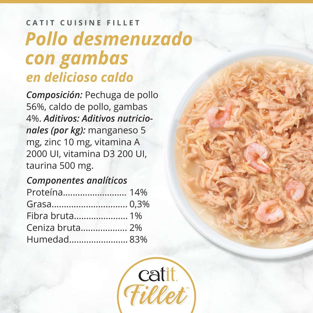 Pollo desmenuzado para gatos Catit Cuisine Fillet