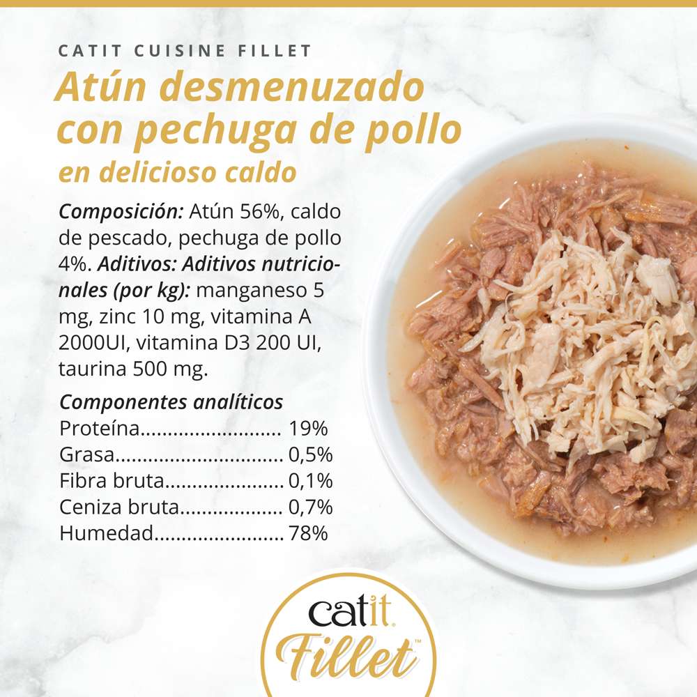 Atún desmenuzado para gatos Catit Cuisine Fillet