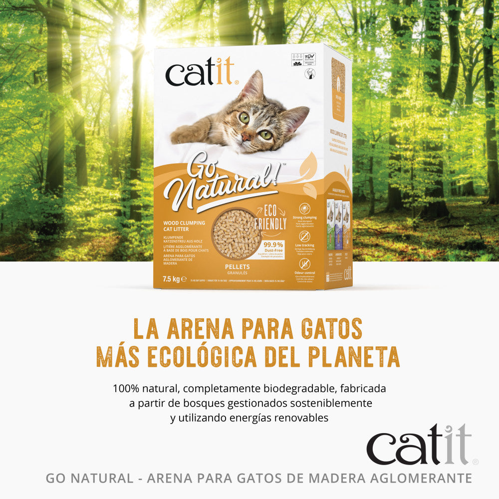 Arena para Gatos Aglomerante de Madera Go Natural en Pellets