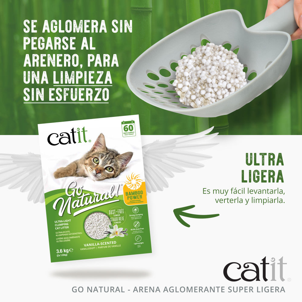 Arena Aglomerante Ultraligera para Gatos de Bambú Go Natural