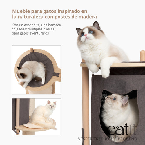 MUEBLE RASCADOR PARA GATOS PEQUEÑO NOGAL