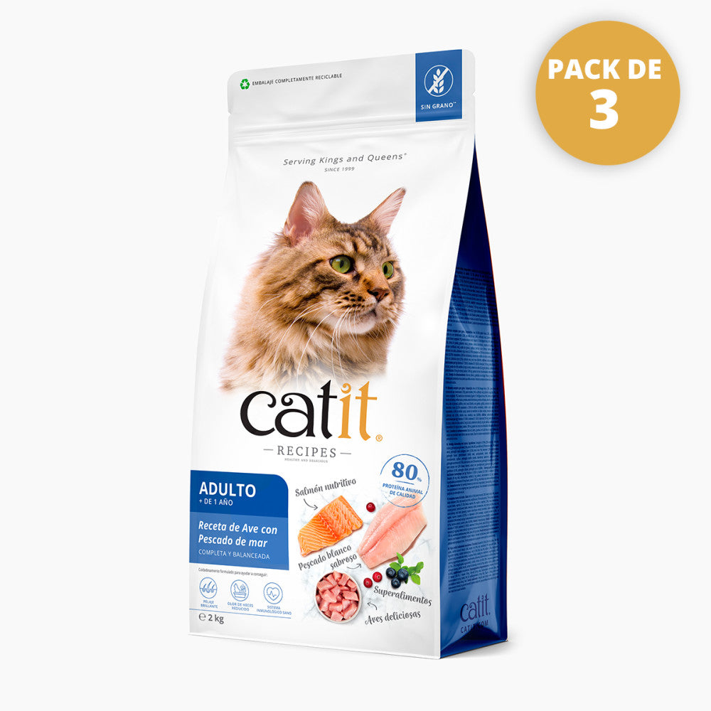 Pienso para Gatos Catit Recipes -Receta de Aves con Pescado de Mar para ADULTO