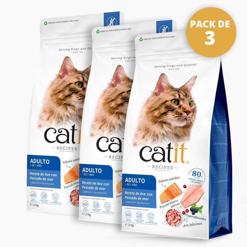 Pienso para Gatos Catit Recipes -Receta de Aves con Pescado de Mar para ADULTO