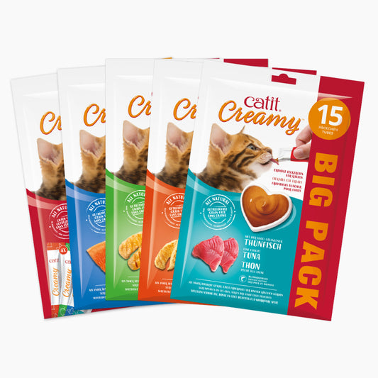 Snacks para gatos Catit Creamy – 15 Tubos